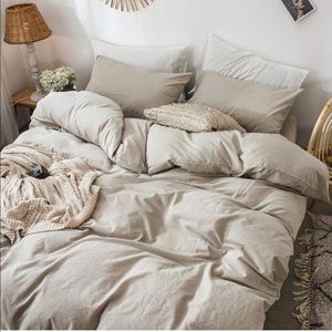 Queen duvet Cover Set 100% Washed Cotton Linen